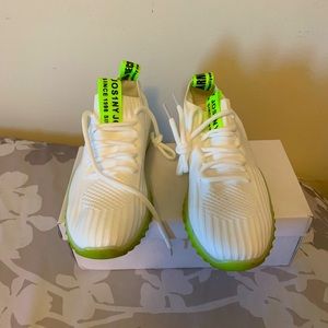 White & Lime Green Sneakers Size 10.5